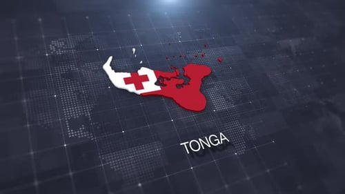 Tonga Geographic Map And Flag Animation