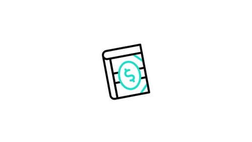 Animated Flat Design Book with Dollar Sign Icon