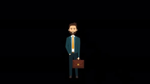 2D Cartoon Business Character Animation Alpha Channel 4K