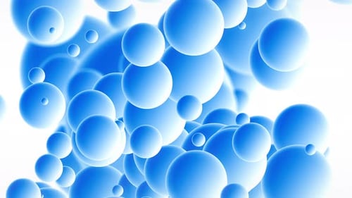 Blue circles flying on a white background