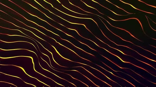 Abstract Yellow Glowing Lines Waving Motion Background