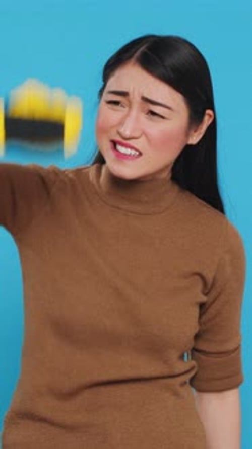 Vertical Video Overworked Housekeeper Having Problem While Cleaning Client House Using Sponge and