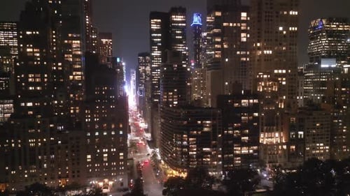 NYC Manhattan at Night City Lights Night in Manhattan NYC Aerial View New York City Illuminated NYC