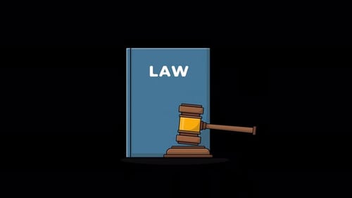 Flat Design Justice Gavel and Law Book Animation