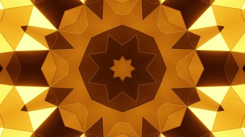 Elegantly dazzling golden geometry. Kaleidoscope VJ loop