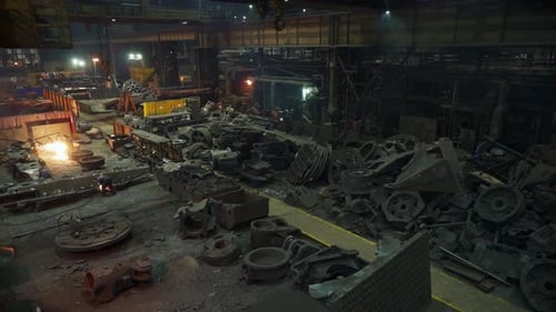 An Abandoned Industrial Factory Interior Featuring Various Machinery Covered in Dust Stock Clip