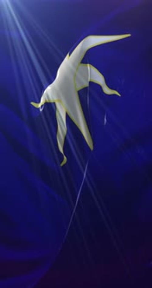 Fluid Abstract Ribbon Shape Animation on Blue Background