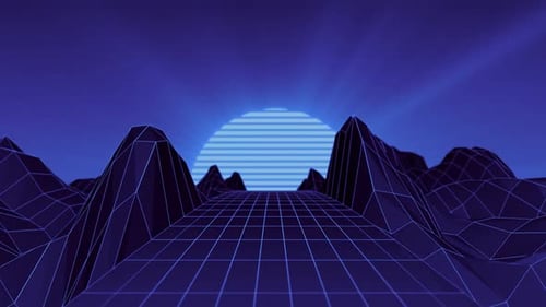 Retro-Synthwave-Low-Poly-Hintergrund