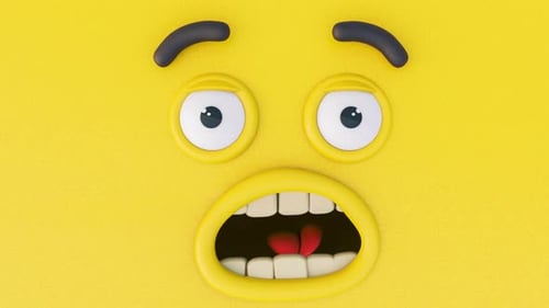 3D Astonished Face Emojis Transition 4K Alpha channel