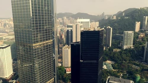 Aerial View of Modern City Skyscrapers