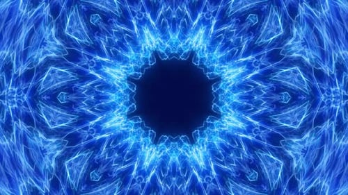 Dynamic Electric Blue Abstract Kaleidoscopic Mandala Animation