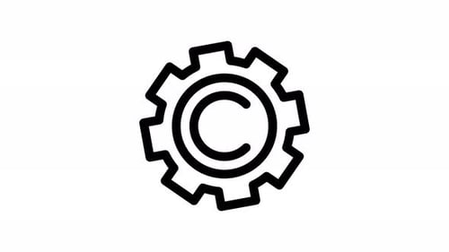Animated Gear and Copyright Symbol Icon Loop