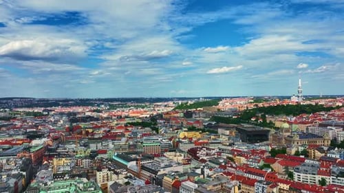 Prague City Across Red Rooftops Prague Urban Pattern From Above Prague Historic Districts with