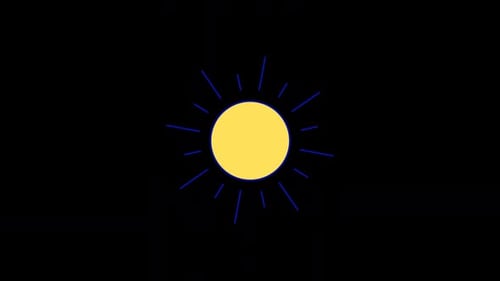 Flat Design Sun Icon Animation with Radiating Lines