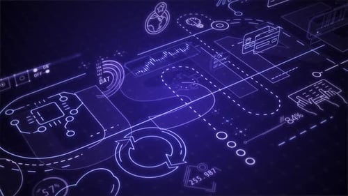 Animação de um plano 3D de fluxos de trabalho de negócios