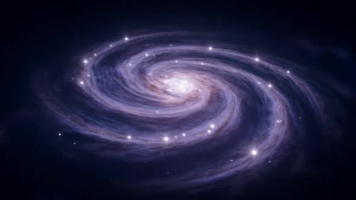 Slowly Rotating Spiral Galaxy with Luminous Core and Purple Gas