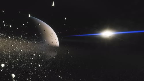 Cinematic Animation of Saturn's Rings Made of Rocks Dust and Ice