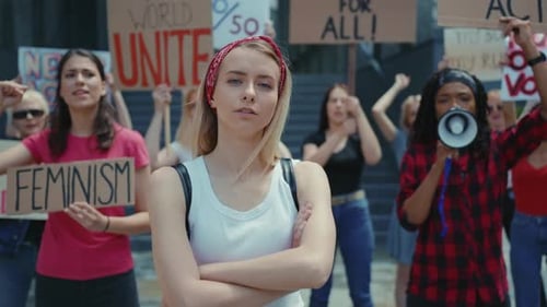 People Rally and Protest for Feminism and Equality
