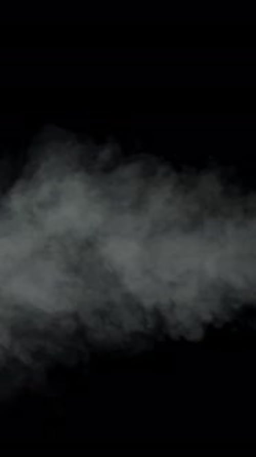 Rauch auf schwarzem Hintergrund, gefilmt mit einer Hochgeschwindigkeitskamera mit 1000 Bildern pro Sekunde