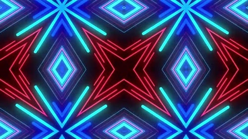 Vibrant Neon Geometric Kaleidoscope Looping Background Animation