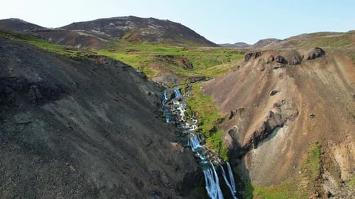 Majesty Nature Background Volcanic Mountain Valley Iceland Northern Landscape From Height Beautiful