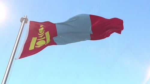 Flag of Mongolia Waving in Bright Sky