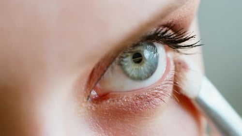 Makeup Artist Work in Her Beauty Studio Portrait of Woman Applying By Professional Make Up Master
