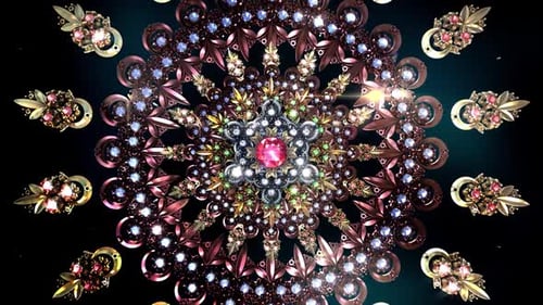 Opulent Rotating Jewel Mandala with Sparkling Gems