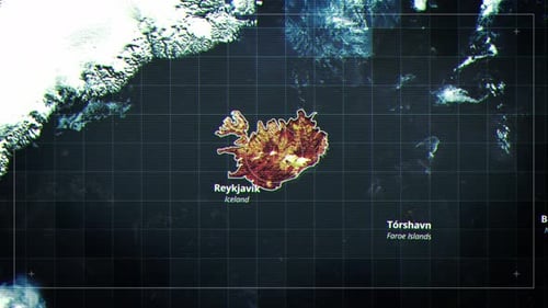Futuristic Digital Glitch Map Reveal of Iceland
