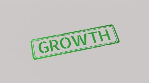 Animated Wooden Stamp Imprints Growth Text