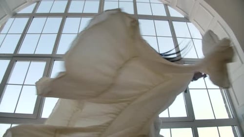 Mujer bailando en un hermoso vestido étnico asiático. Sensualidad en la danza del vientre
con