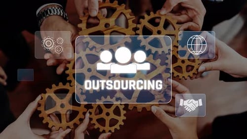 Collaborative Business Concept Showcasing Hands of Team Members Working Together with Gears Represen