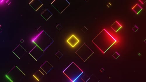 Animated Loop Modern Background Multicolor Flashing and Moving Glow Square Sectors or Polygons