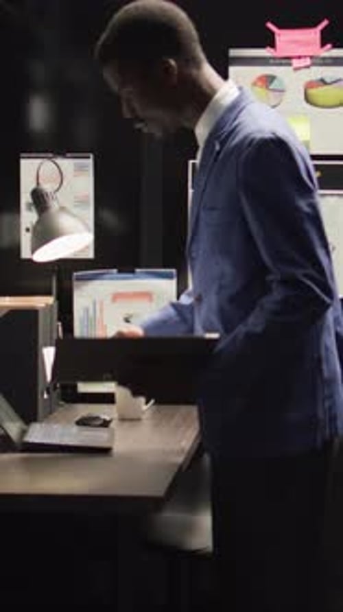 Vertical Video Police Officer Solving Crimes in Office