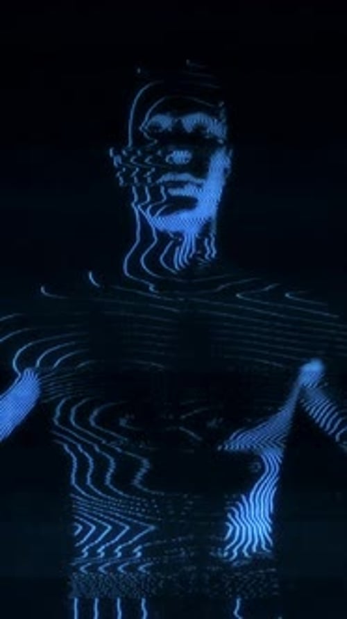 Glitch Neon Human Body Digital Waveform Animation
