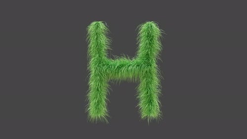 3D animation green grass letter H