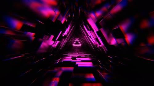 Pink Infinite Triangle Sci Fi Glitch Tunnel Background Vj Loop In 4K