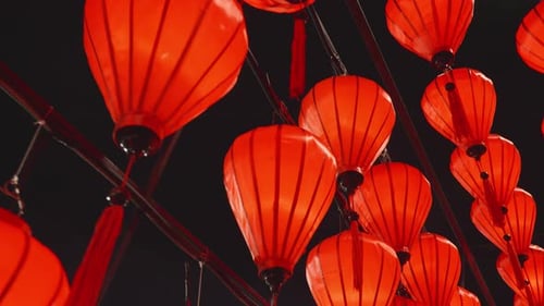 Glowing Red Lanterns at Night