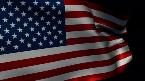 Seamless Loop of Waving American Flag on Black Background