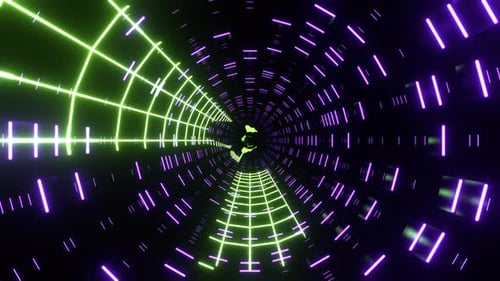 Light Green And Purple Stylish Minimalist Rotating Neon Tunnel Background Vj Loop In 4K