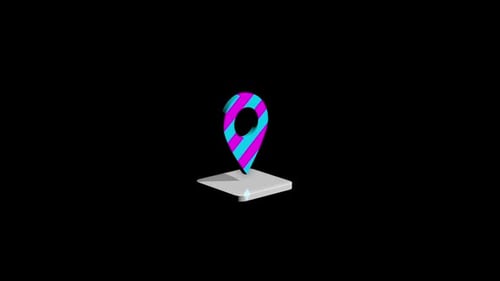 3D Animated Location Pin with Striped Glitch Effect