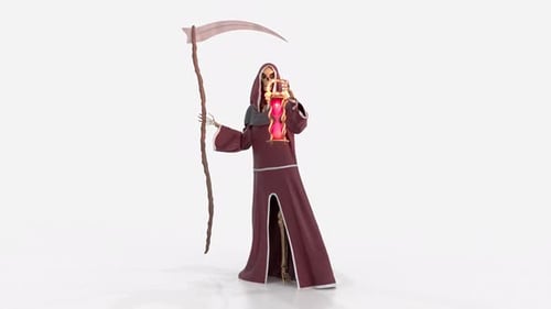 Grim Reaper Stand with Hourglass Lantern