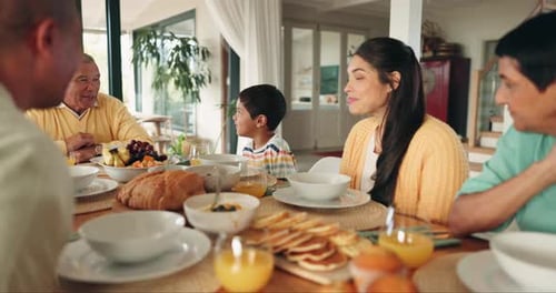 Multi-generational Family at Table for Breakfast