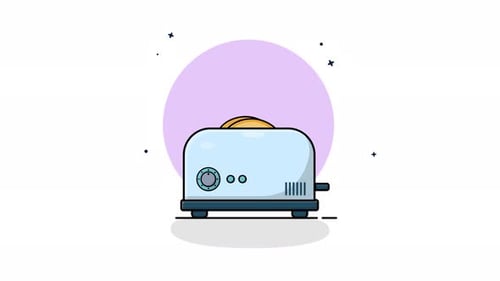Animated Flat Design Toaster Making Toast