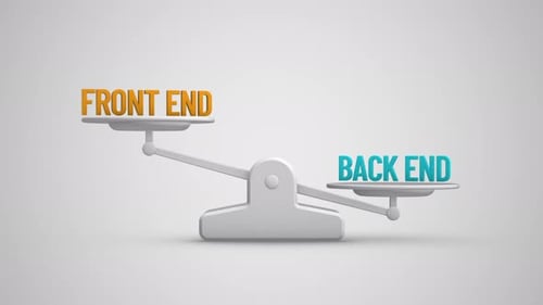 3D Balance Scale Comparing Front End and Back End Concepts