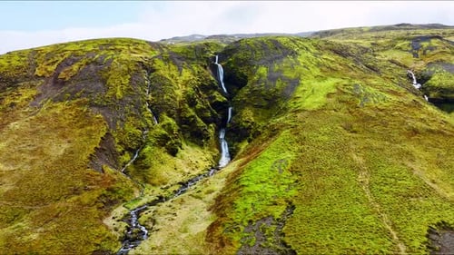 Highlands in Iceland Beautiful Volcanic Mountain Unusual Nature Landscape Spectacular Bird's Eye