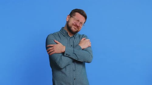 Adult Man Spread Hands and Give Hug to you Pleasant Expression Love Feelings Proud Satisfied