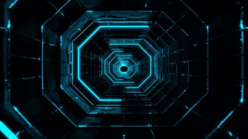 Blue Neon Lights Tunnel Loop