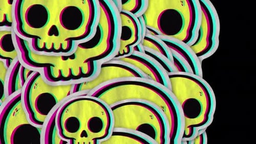Glitch Skull Stickers Dynamic Transition Animation