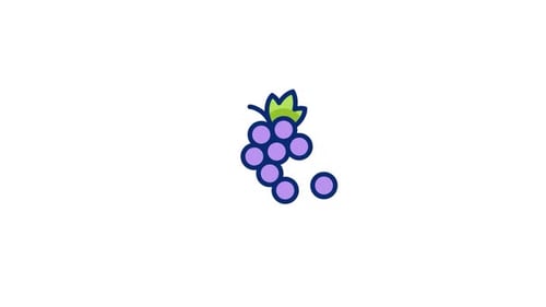 Flat Design Grape Icon Animation